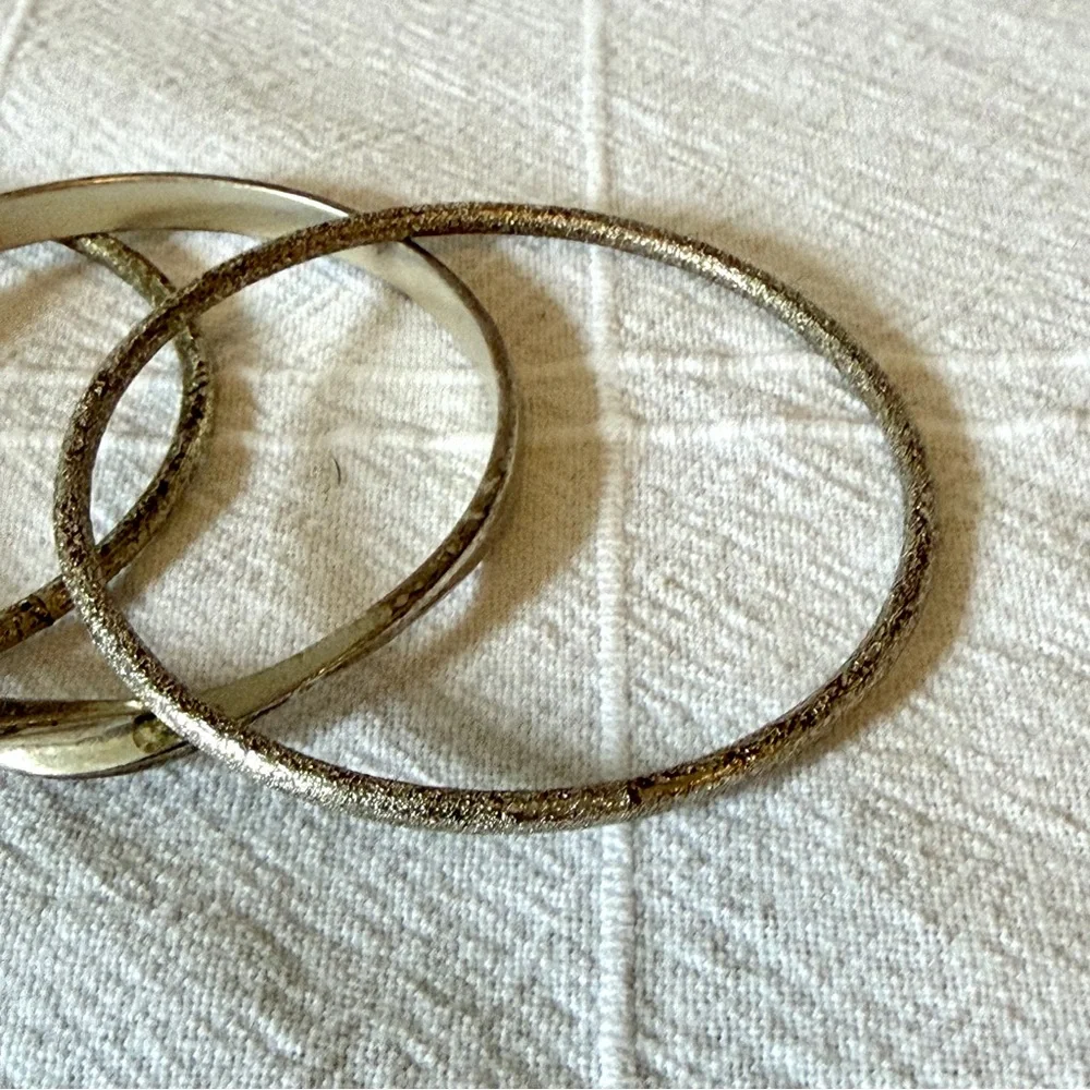 Set of 4 Silver Tone Bangle Bracelets to stack/layer